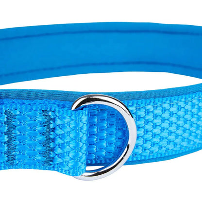 PetsGoodie Woven Padded Dog Collar Blue Adjustable Comfortable Collar