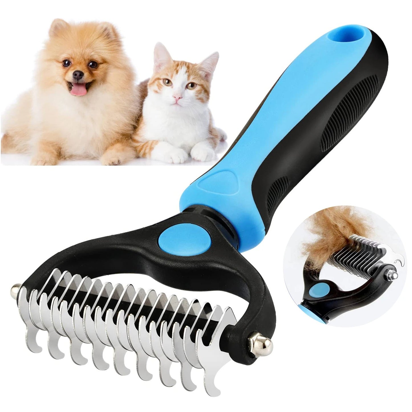 PetsGoodie Professional Deshedding Brush - Stainless Steel Fur Knot Remover for Dogs & Cats