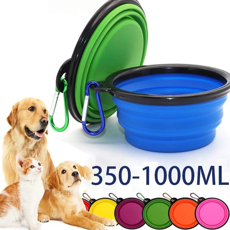 PetsGoodie 2-in-1 Foldable Dog Feeder - Portable Travel Water Bottle & Bowl