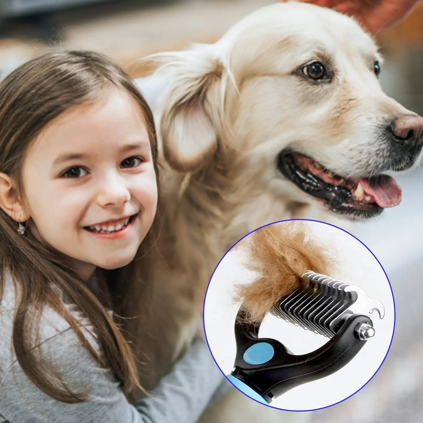 PetsGoodie Professional Deshedding Brush - Stainless Steel Fur Knot Remover for Dogs & Cats
