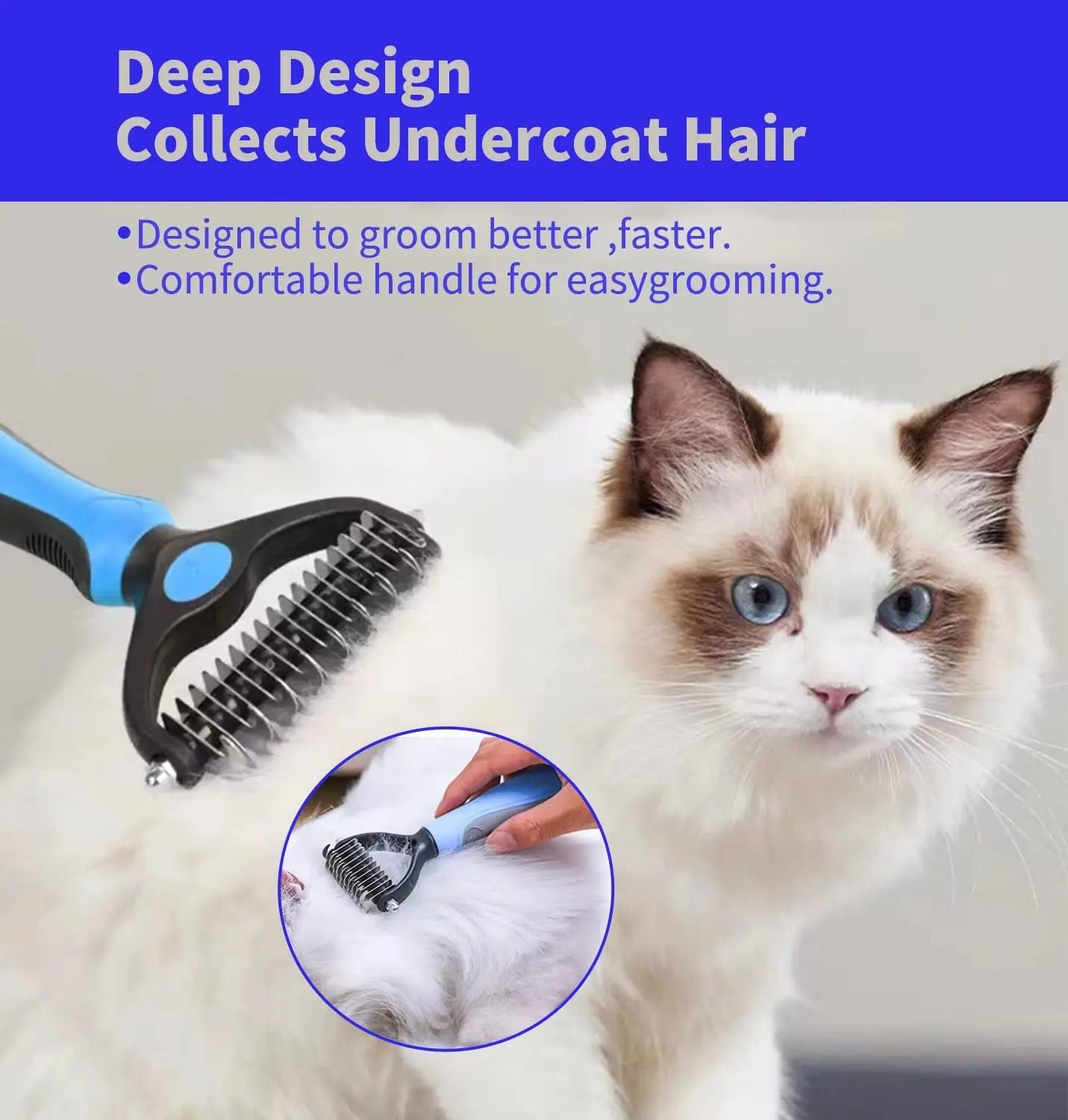 PetsGoodie Professional Deshedding Brush - Stainless Steel Fur Knot Remover for Dogs & Cats
