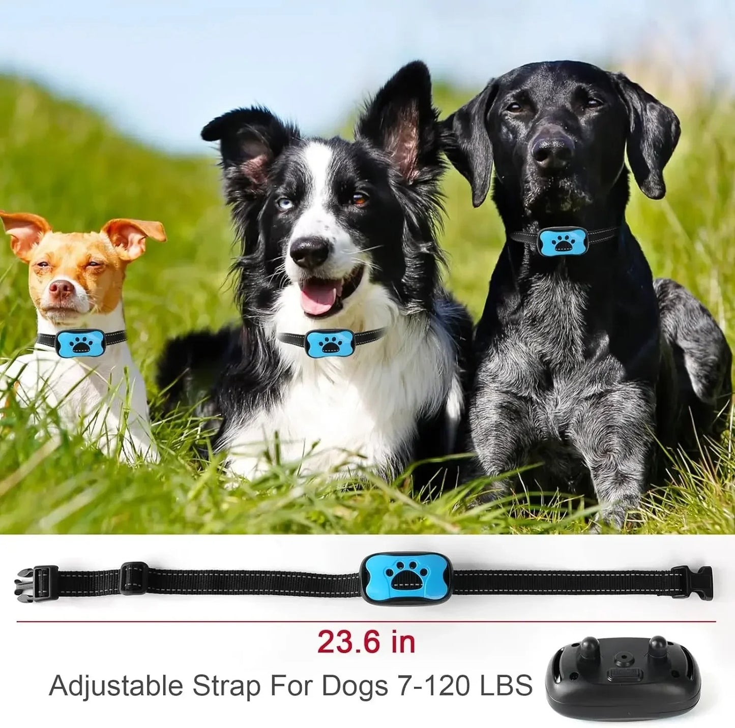 PetsGoodie Anti-Barking Training Collar - USB Rechargeable Ultrasonic & Vibration Bark Control