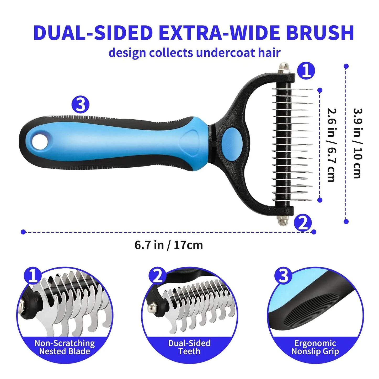 PetsGoodie Professional Deshedding Brush - Stainless Steel Fur Knot Remover for Dogs & Cats
