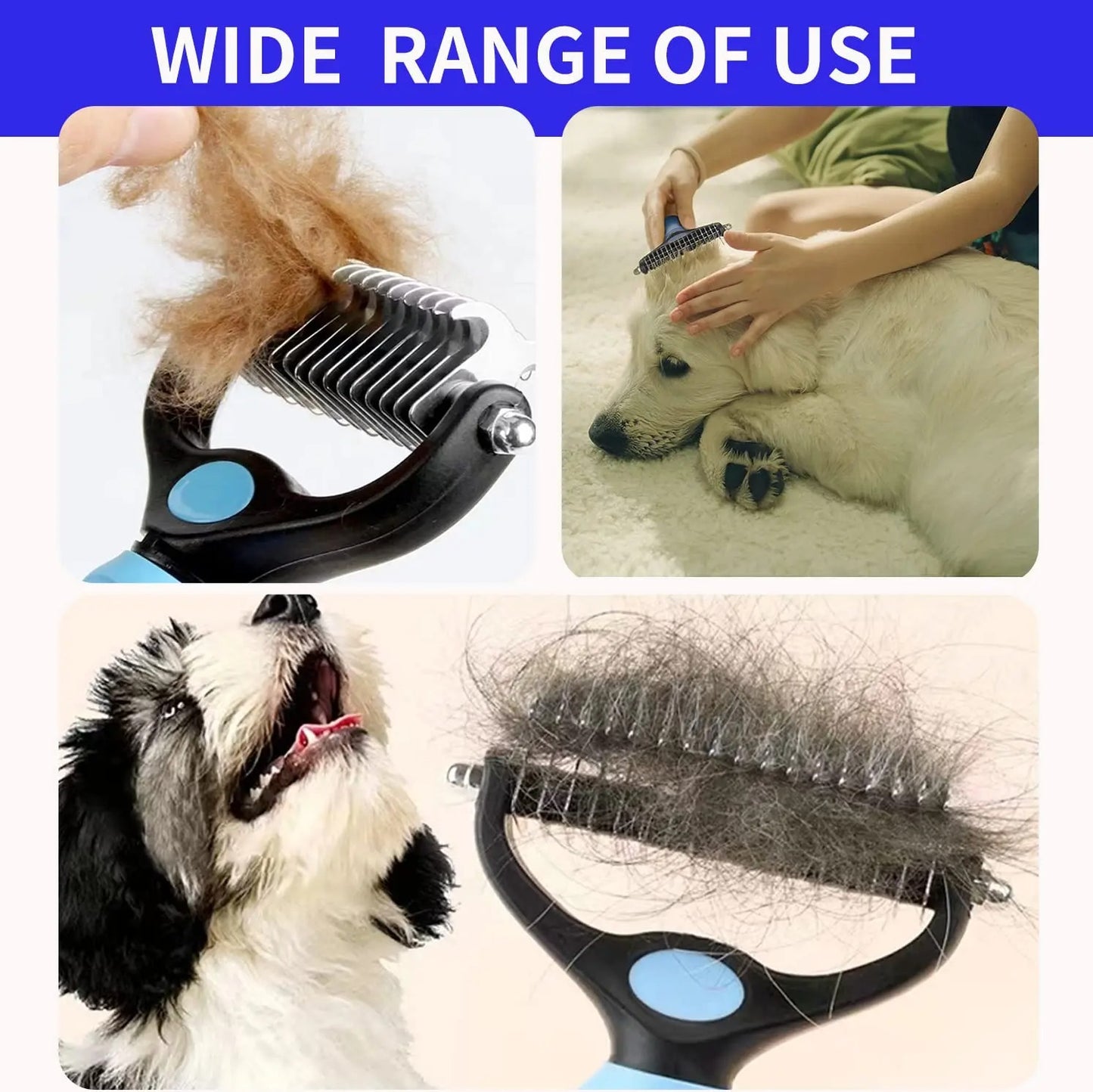 PetsGoodie Professional Deshedding Brush - Stainless Steel Fur Knot Remover for Dogs & Cats